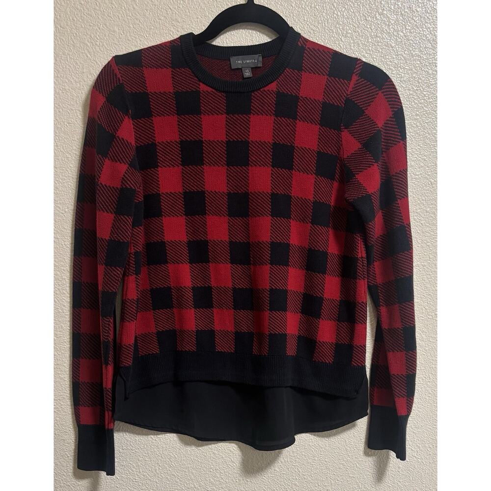 The Limited XS Buffalo Plaid Sweater Mixed Media Cottage Western Preppy Academia